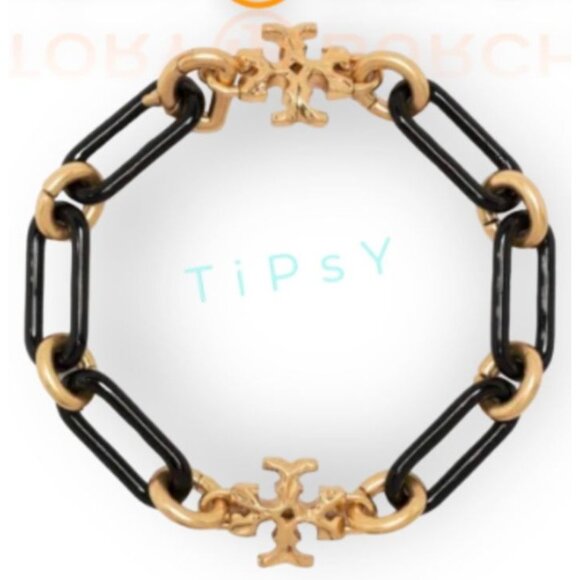 NEW!! Tory Burch Black and Gold Roxanne Necklace and Bracelet Set - Picture 5 of 6